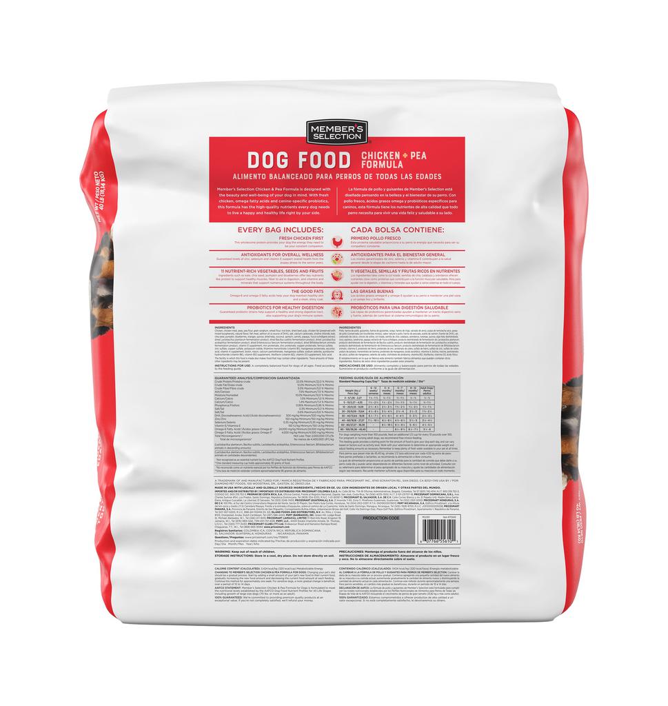 Alimento para Perros de Todas las Edades con Pollo y Guisantes 18.14 kg / 40 lb Member's Selection