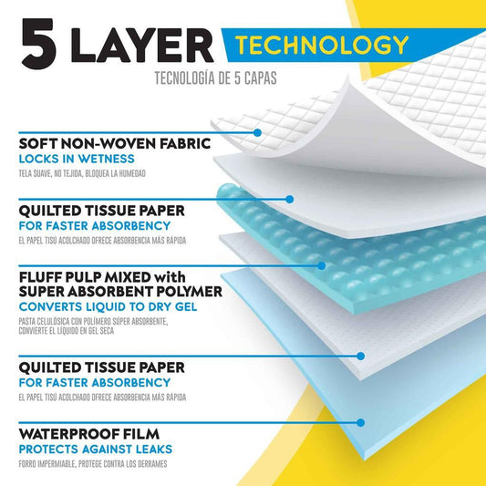 Tapetes Absorbentes Extra Grandes 100 Unidades 65 x 75 cm